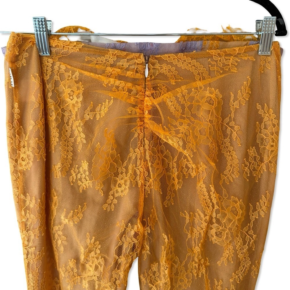 Loba carmen Corset Top pants set lilac Orange flares lace outfit 2 pc Revolve S - Picture 10 of 16
